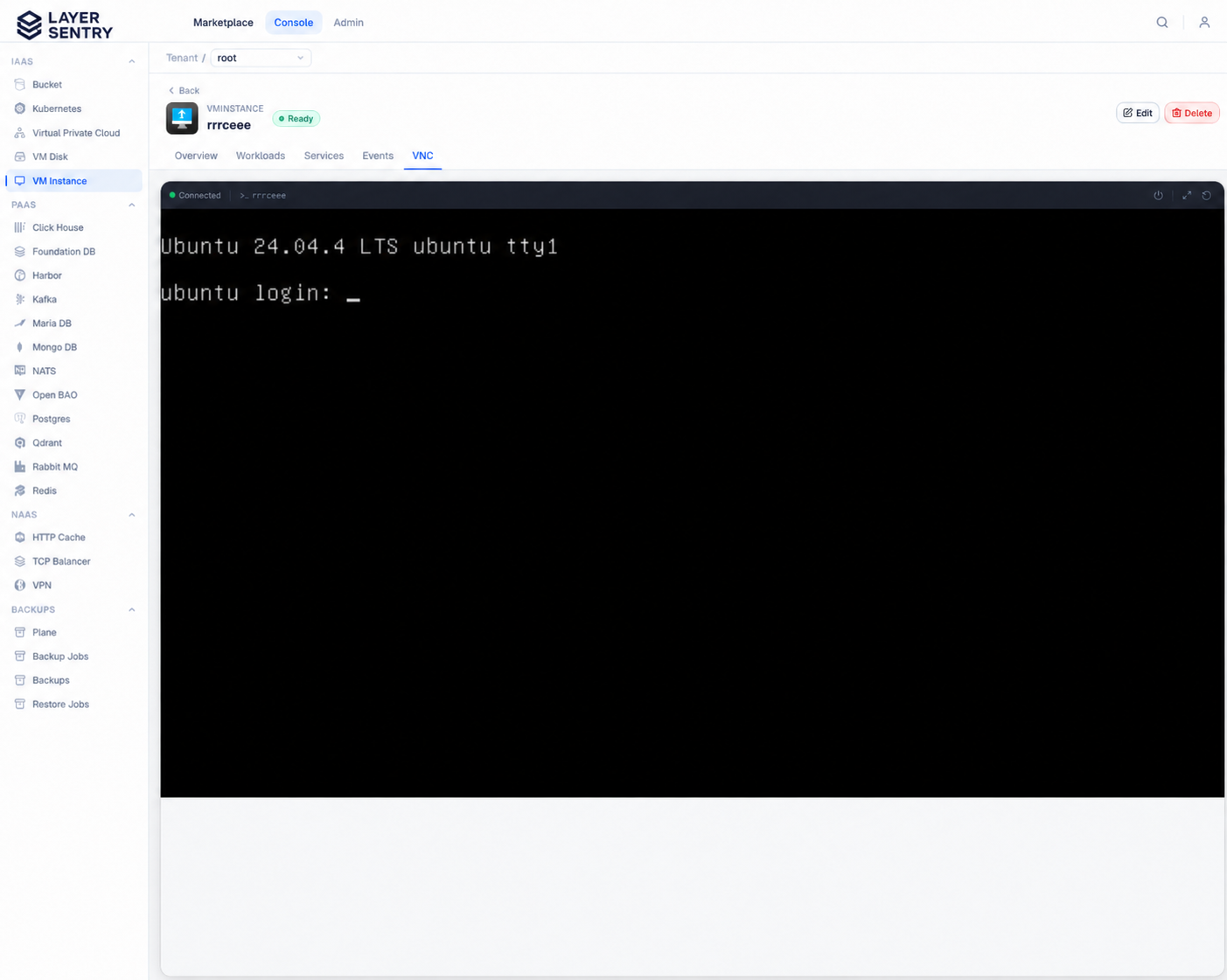 Virtual machines, operated like cloud. technical workflow in Layer Sentry